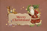 Merry Christmas greeting tag, paper craft remix