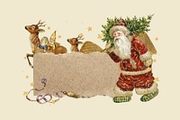 Santa Claus ripped paper label collage element