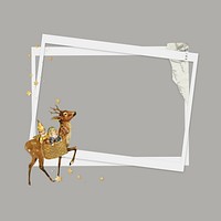 Christmas reindeer frame, instant photo film collage design