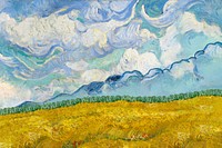 Van Gogh's background, Wheat Field with Cypresses. Remastered by rawpixel.