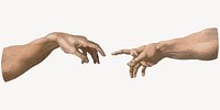 Hands of god and Adam, Michelangelo Buonarroti's famous painting clipart psd. Remastered by rawpixel.
