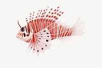 Red lion fish, animal illustration, collage element psd