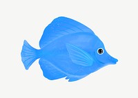 Cute blue fish, animal illustration, collage element psd