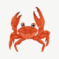 Cute crab, animal illustration, collage element psd