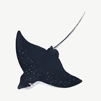 Cute stingray, animal illustration, collage element psd