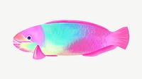 Pink parrot fish, animal illustration, collage element psd