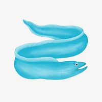 Blue eel, animal illustration, collage element psd