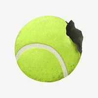 Old tennis ball, trash pollution illustration psd