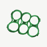 Six pack rings, trash pollution illustration psd