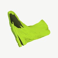 Old rubber boot, trash pollution illustration psd