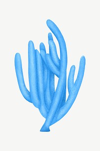 Blue coral, nature illustration collage element psd