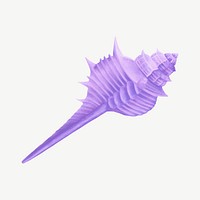 Purple murex shell illustration, collage element psd