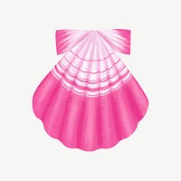 Pink scallop shell illustration, collage element psd