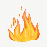 Fire flames illustration, collage element psd