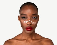 Metoo black woman portrait collage element psd