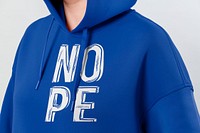 Woman in a blue hoodie mockup