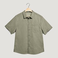 Green linen shirt mockup men&#39;s apparel 