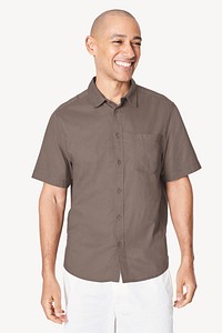 Men's brown linen shirt