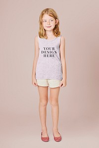 Girl's tank top psd full body mockup