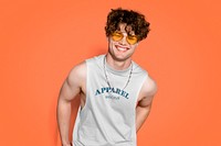 Men's tank top mockup, casual apparel psd