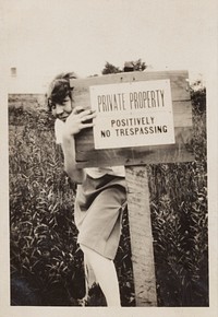 Untitled (Woman with No Trespassing Sign)