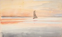 Sailboat on the water in the evening by Agnes Slott-Møller