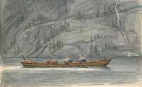 Fjord landscape with rowing boat.Krøderen, Norway by Martinus Rørbye