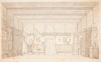 A farmhouse.Decoration draft for Schulz and Thaarup's "Peter's Wedding" by Thomas Bruun