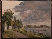 Part of the Dossering near Østerbro, overcast sky by Christen Købke