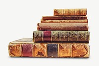Stacked vintage books collage element psd