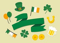 st.patrick’s day icons collage elements set