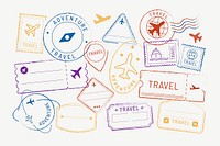 Travel stickers and badge illustration set