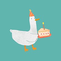 Cute duck birthday, cake illustration