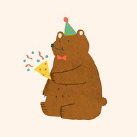 Cute brown bear birthday illustration