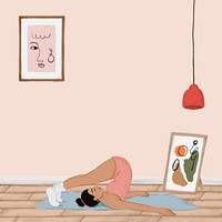 Girl doing Halasana yoga pose illustration