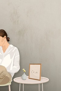 Woman sitting on a stool illustration