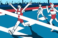 Runner winning marathon illustration