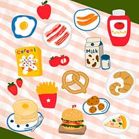 Picnic food illustration, flat lay design