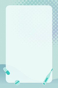 Cute medical frame background, teal pills design