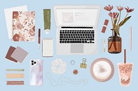 Feminine lifestyle objects, collage elements set psd