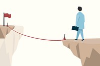 Businessman walking towards goal illustration