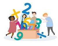 Kids learning  math  illustration