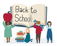 Happy kids back to school  illustration