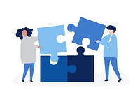 Teamwork puzzle pieces illustration