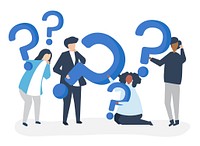 People holding question mark icons  illustration
