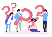 People holding question mark icons  illustration