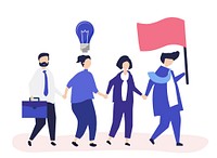 Business people following leader illustration