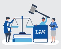 People with justice and order icons  illustration