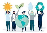 People with environmental sustainability illustration