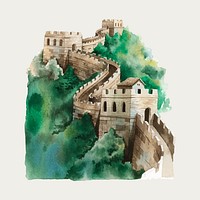 The Great Wall of China watercolor drawing